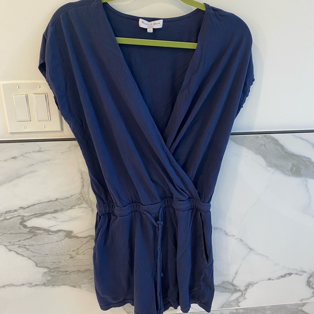 Michael stars deep v mock wrap romper